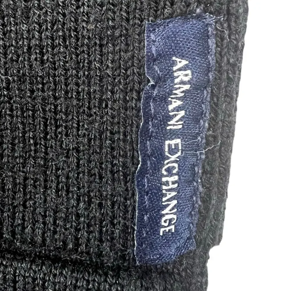 Armani Exchange A|X Black Textured Panel Crewneck Sweater Small